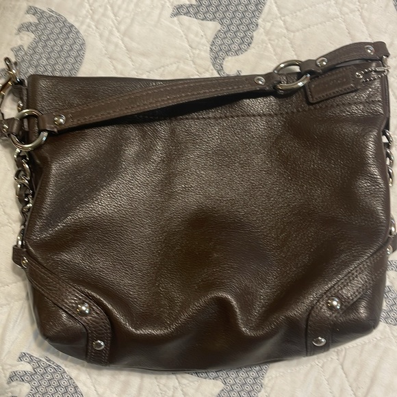 COACH shoulder chocolate color leather bag.excellent color no marks or stains. - Picture 10 of 10
